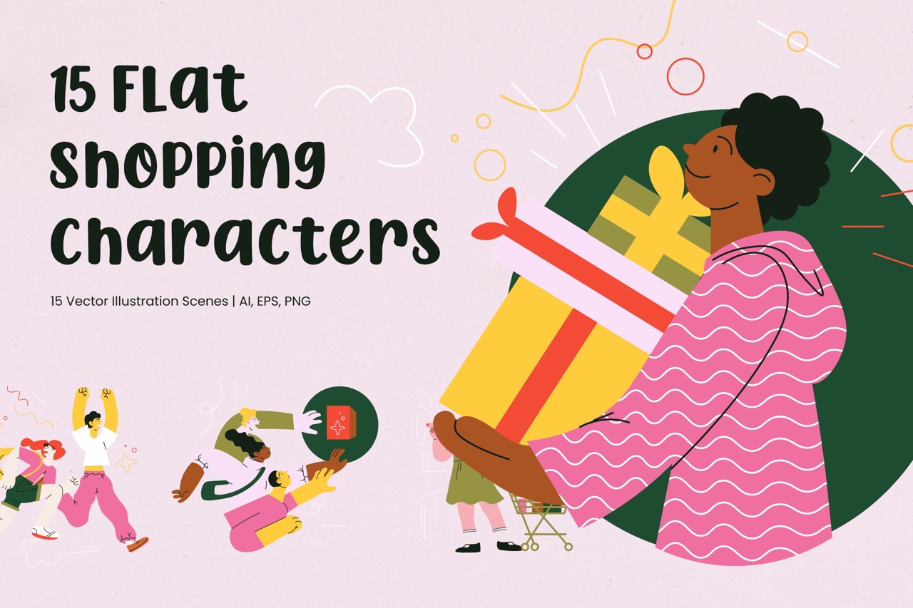 Flat Shopping Characters