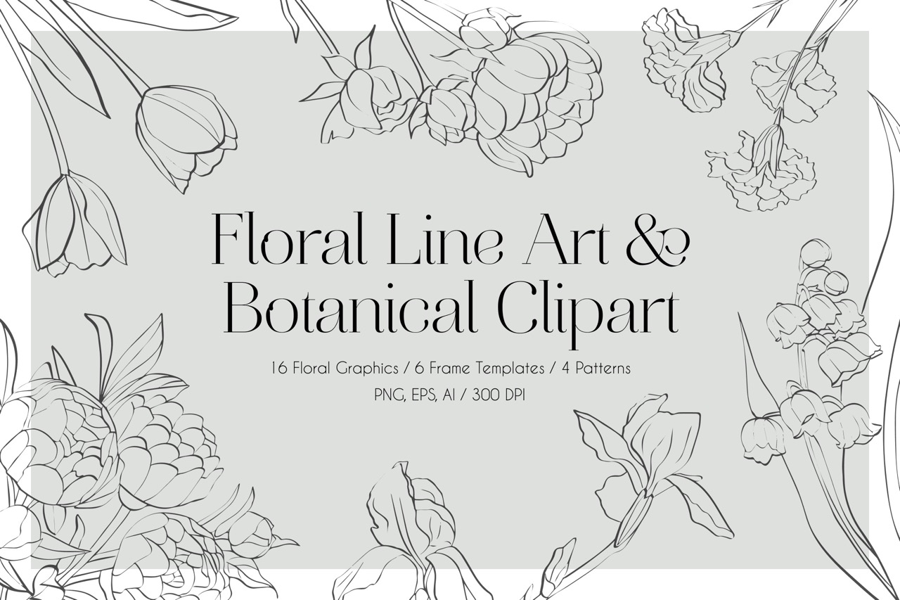 Floral Line Art & Botanical Clipart