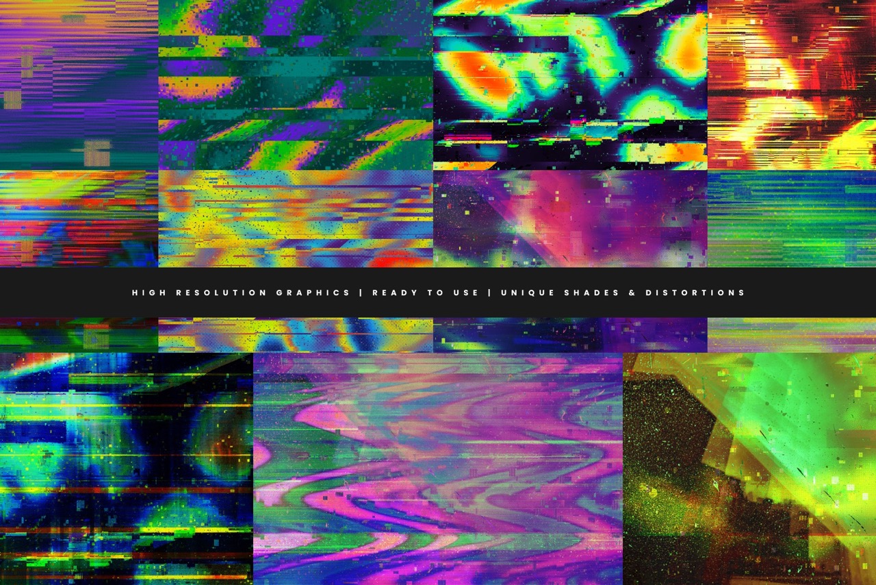 Abstract Glitch Distorted Backgrounds & Effects