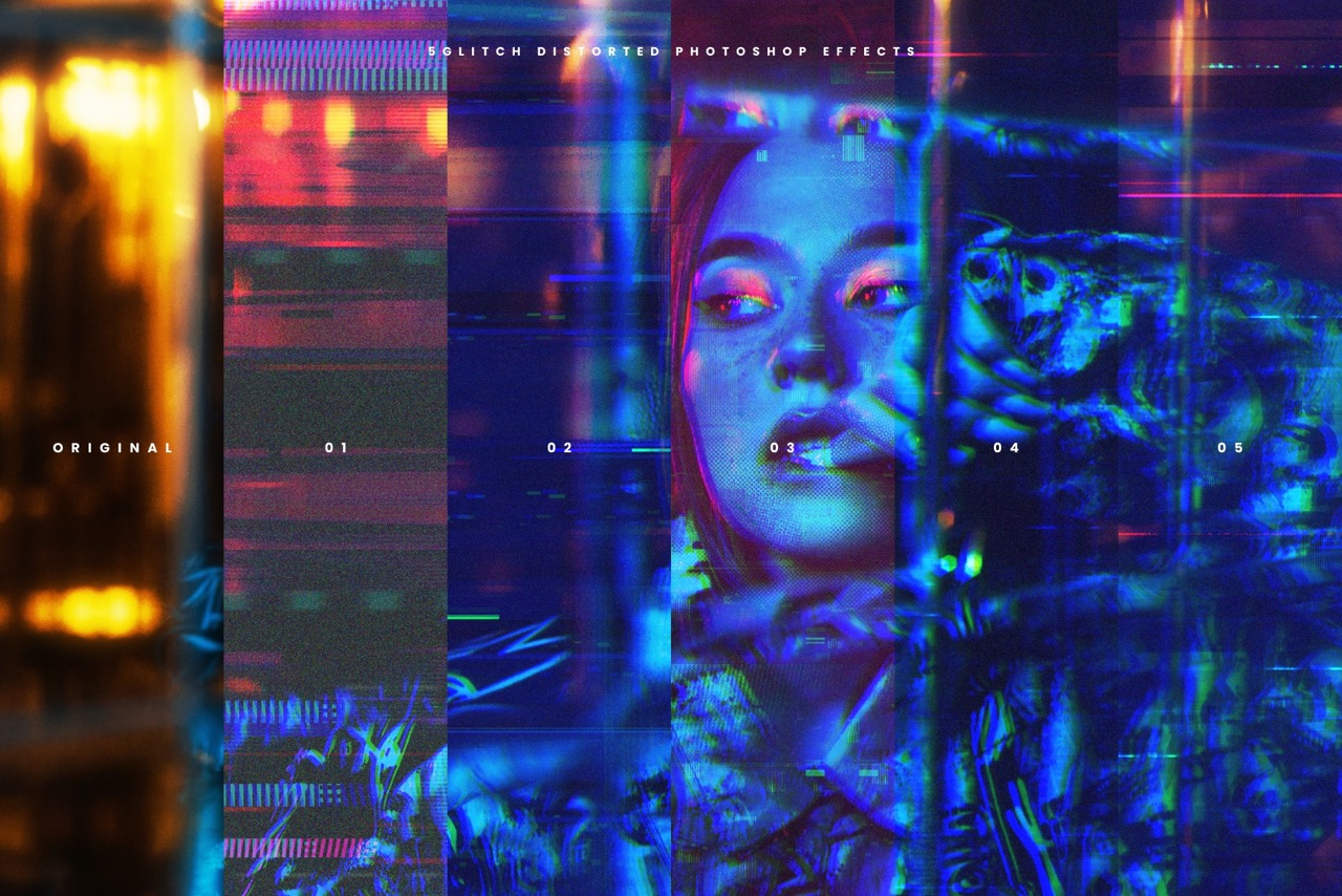 Abstract Glitch Distorted Backgrounds & Effects